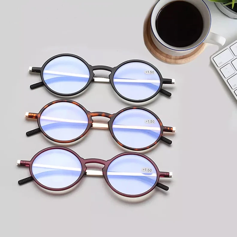 Sighttoo Ultradünne tragbare TR90 Presbyopie-Brille mit Magnetetui für Herren und Damen, Weltraum-Aluminium, Anti-Blau-Lesebrille – Detail 1