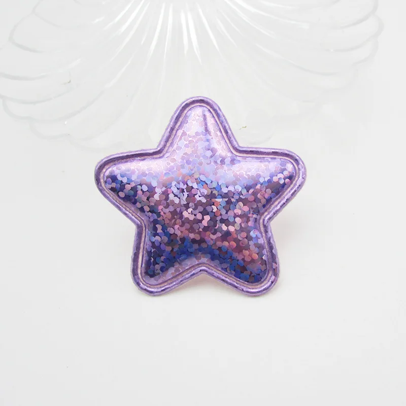 60 Stück/Los 4cm Glitzernde Laser-PU-Stern-Polsterpatches für Baby-Mädchen-Haaraccessoires, Applikationen für Bastelarbeiten, BB-Clips, Ornamente – Detail 5
