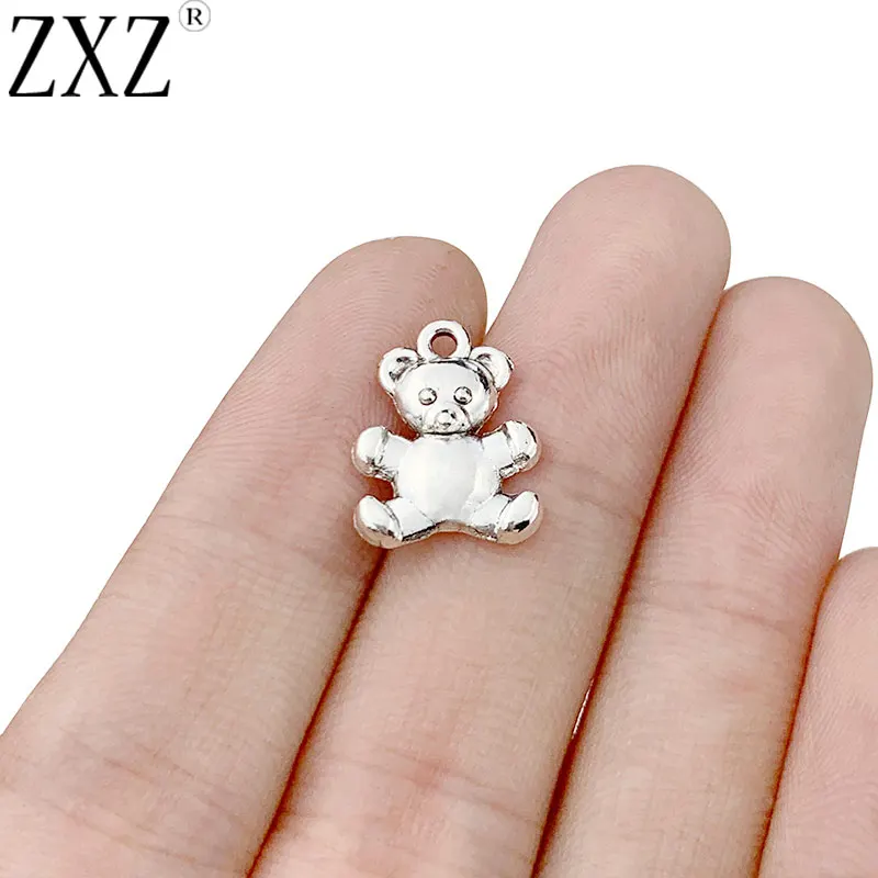 

ZXZ 20pcs Antique Silver Cute Teddy Bear Charms Pendants Beads for Bracelet Necklace Handmade Jewelry Making Findings 16x12mm