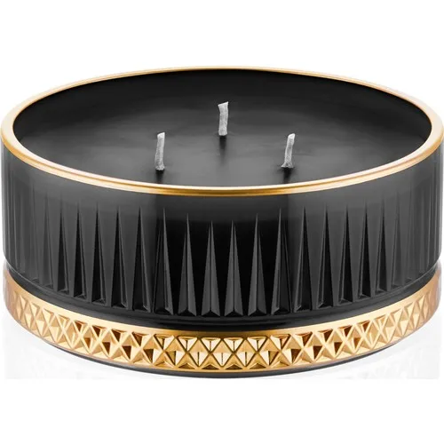 The Mia Glass Solid Candle Holder-Black Gold 5x13 cm