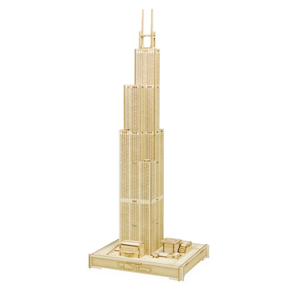 candice guo 3D wooden puzzle DIY toy woodcraft assembly kit famous architecture USA Willis tower  birthday Christmas gift 1pc