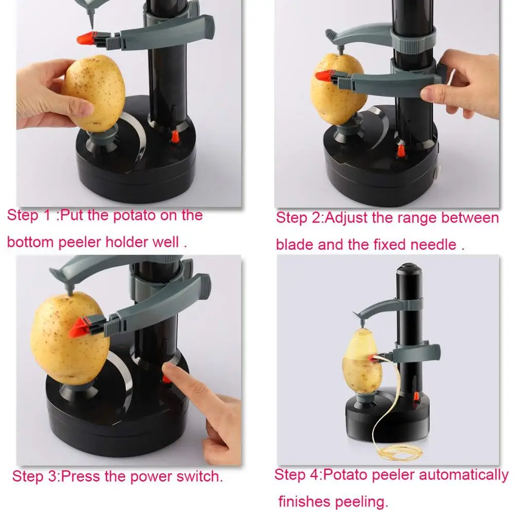 Multifunctional Automatic Electric Potato Peeler Rotating Fruits Vegetables Cutter Kitchen Peeling Tool for Fruit Vegetables