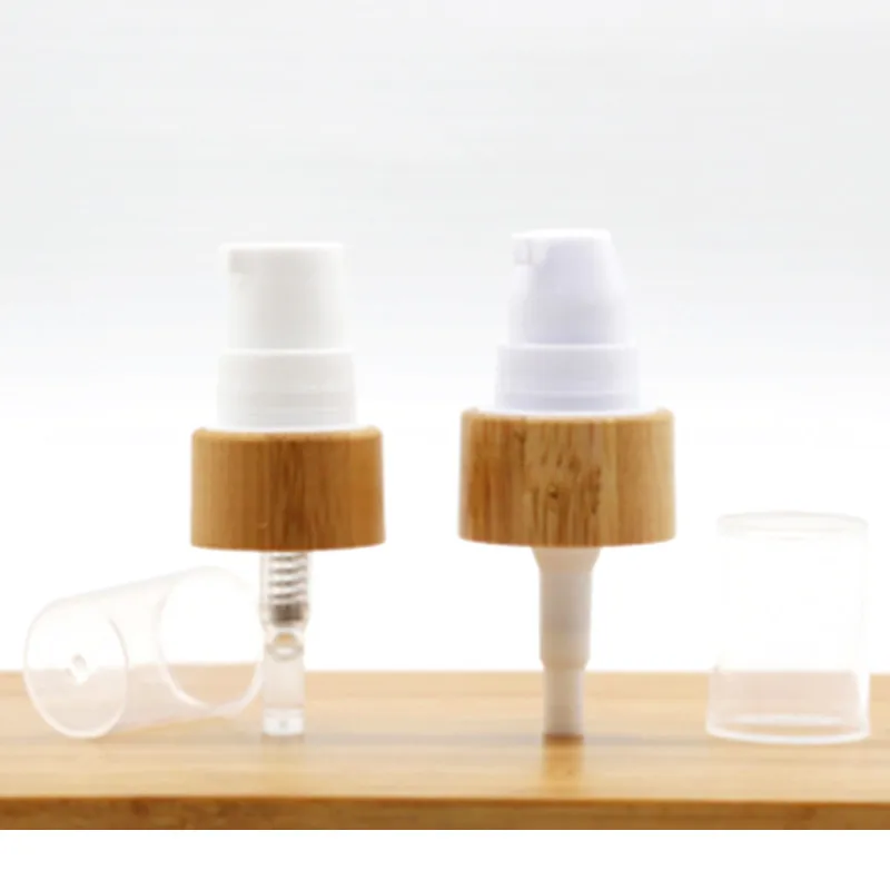 Wholesale 100 PCS Hign Quality Lotion Bottles Bamboo Wooden Lid Plastic Inner Cap Use For Cosmeitc Containers