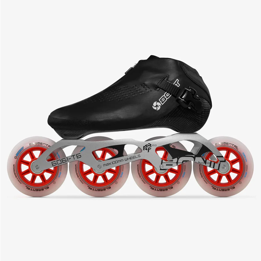 100% Original Bont Speed Inline Skate Heatmoldable Carbon Fiber Inline Boss Boot With 6061 Frame Elemenal Wheels Skate Patines