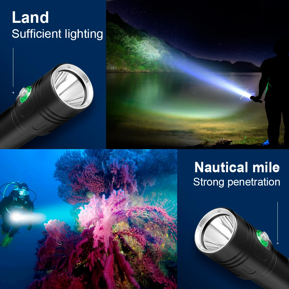 Most Powerful Professional Diving Led Flashlight 100m Underwater Lamp Scuba Diving Light Rechargeable 18650 26650 Diving Torch