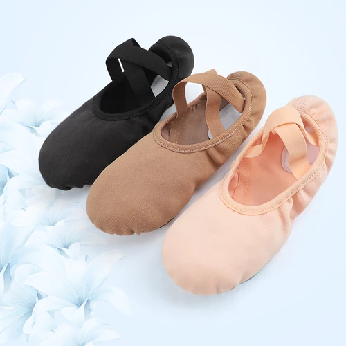 Zapatos de Ballet para mujer y niña, bailarinas de lona elástica con suela suave dividida, tela elástica, zapatillas de Ballet profesionales, zapatillas de baile