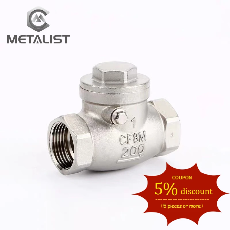 

METALIST BSPT 1/2" DN15 Threaded Swing Check Valve 200Psi Stainless Steel SS316 Female Check Valve