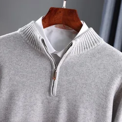 2021 Nieuwe Pure Kasjmier Trui Mannen Gebreide Grote High-End Top 100% Wol Half Hoge Hals Dikke trui Winter Jeugd Wilde Warme