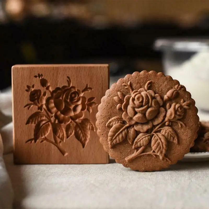 DIY Wooden Kitchen Baking Molds Cookie Mould Chocolate Mold Wooden Cookie Cutter Candle Mold Decoration Valentine\'s Day gift