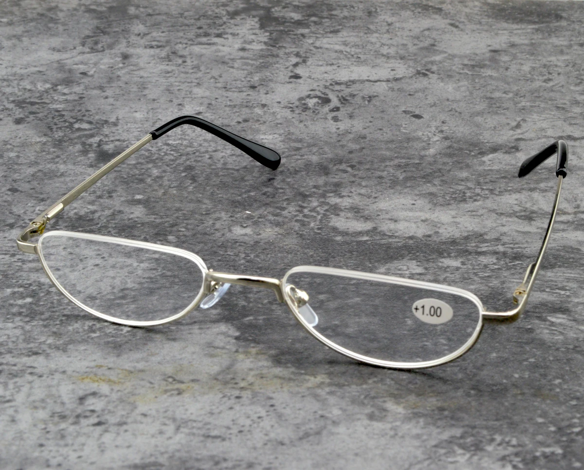 

New Trend Half Oval Style Reading Glasses with Alloy Frame Men Women Blue Light Blocking Fashion+1.0 +1.5 +2.0 +2.5 +3 +4