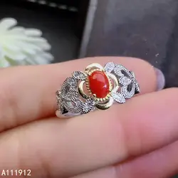 KJJEAXCMY Fine Jewelry Natural Red Coral 925 Sterling Silver New Women Gemstone Ring Support Test Luxury