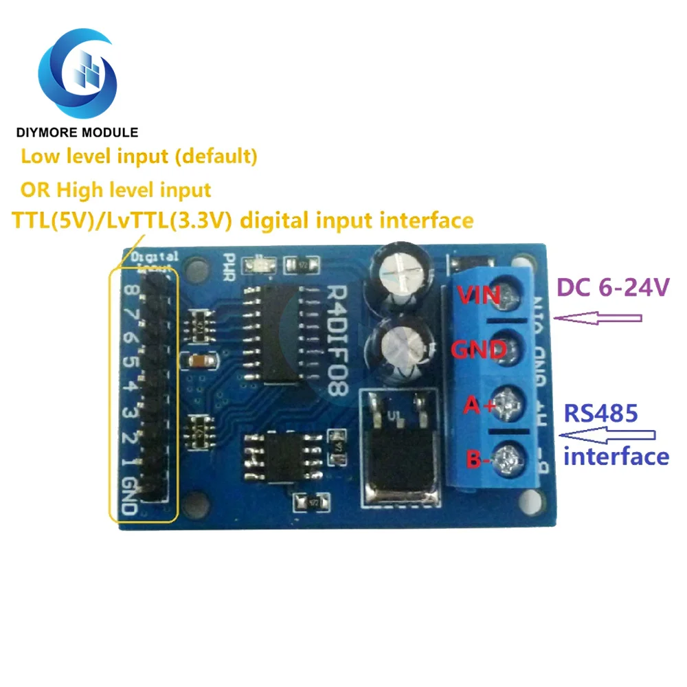 8 Digital Switch RS485 Acquisition Board TTL LvTTL CMOS IO for PLC Expand Relay Industrial automation