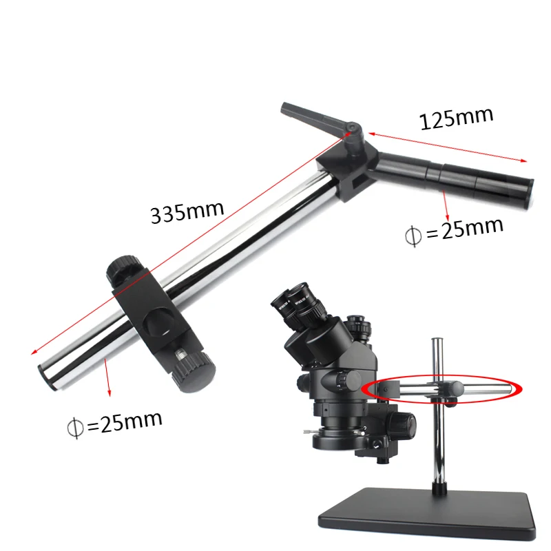 Diameter 25mm Heavy Duty Multi Axis Adjustable Metal Arm Support For Video Industry Microscope Table Stand Part Holder