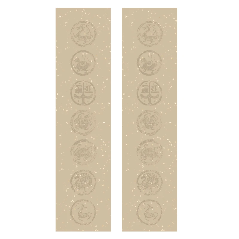 Xuan Paper Chinese Calligraphy Competition Special Raw Xuan Paper with Golden Ripple 40sheet Calligraphy Rice Paper for Couplets