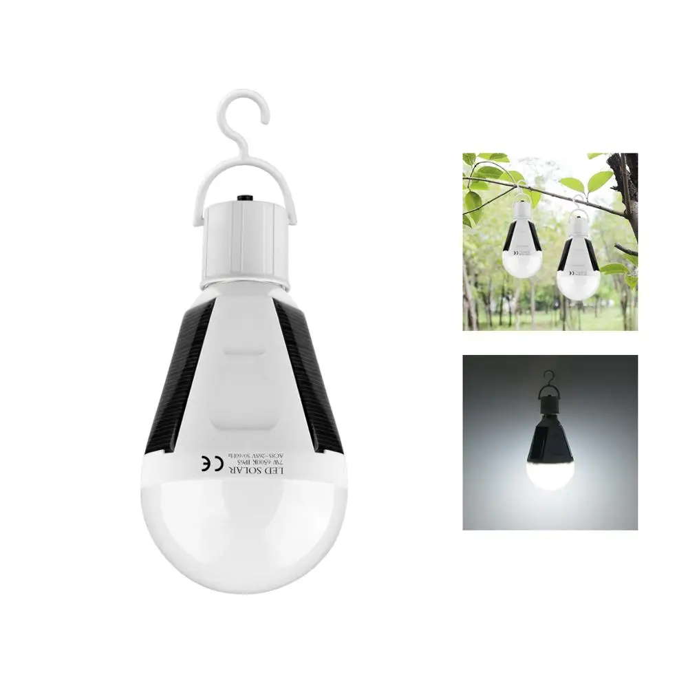 

Solar lamp Portable E27 Rechargeable LED 7W 12W 85V-265V Smart Power Outages Bulb Camping Hiking Fishing Outdoor light