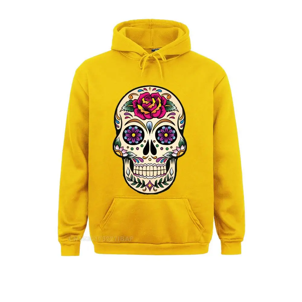 Day Of The Dead Harajuku Hoodies Sugar Skull With Rose Tile Jacket For Men Cotton Travel Original Sportswear Long Sleeve