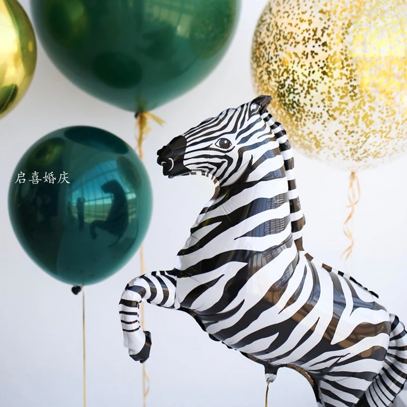 Globo grande de papel de aluminio para caballo, 4 piezas, decoraciones para fiesta de carreras de caballos, animales de granja para niños, cebra, fiesta de cumpleaños, Deor