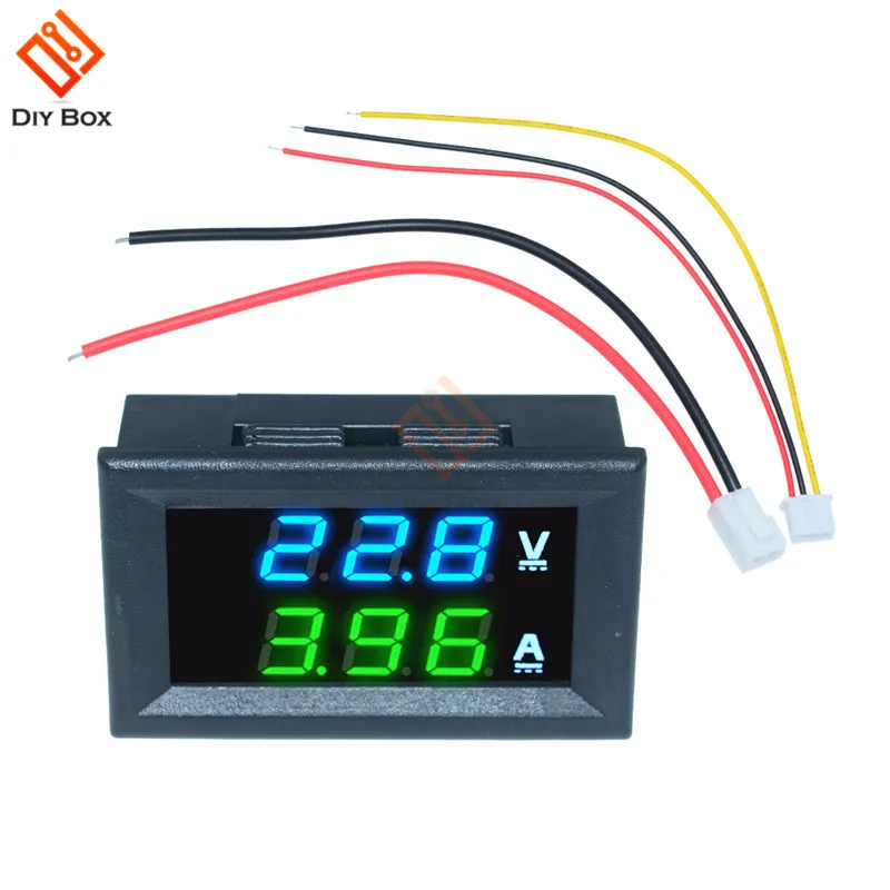 0.56" Inch Mini Digital Voltmeter Ammeter DC 100V 10A Volt Ampere Meter Amperemeter Voltage Tester LED Display Cable Connector