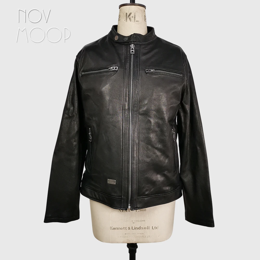 Novmoop ของแท้หนังรถจักรยานยนต์แจ็คเก็ต High End หนาคุณภาพ Sheepskin Last ชิ้น Clearance Liquidation Veste Cuir C3