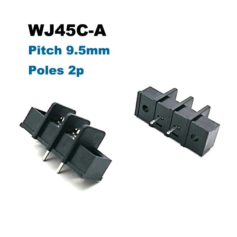 2Pcs Barrier PCB Terminal Block Pitch 9.5mm 45C-A Straight 2/3/4/5/6/7/8/10/12P Morsettiera Wire Connector Screw Holes Bornier