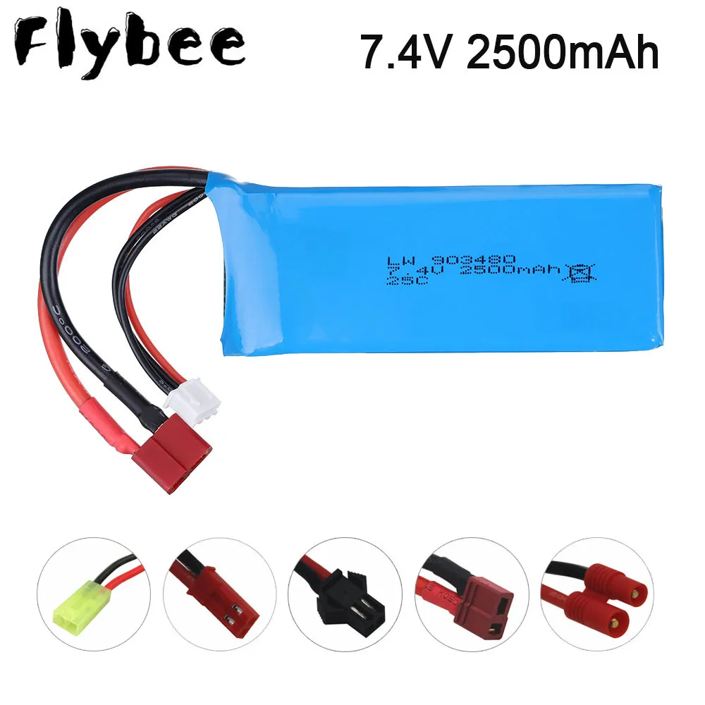 7.4V 2500mAh Lipo battery T/banana Plug for 12428 12423 RC Car Parts Syma X8C X8W X8G X8 RC Quadcopter 7.4 V 903480 Toys Battery
