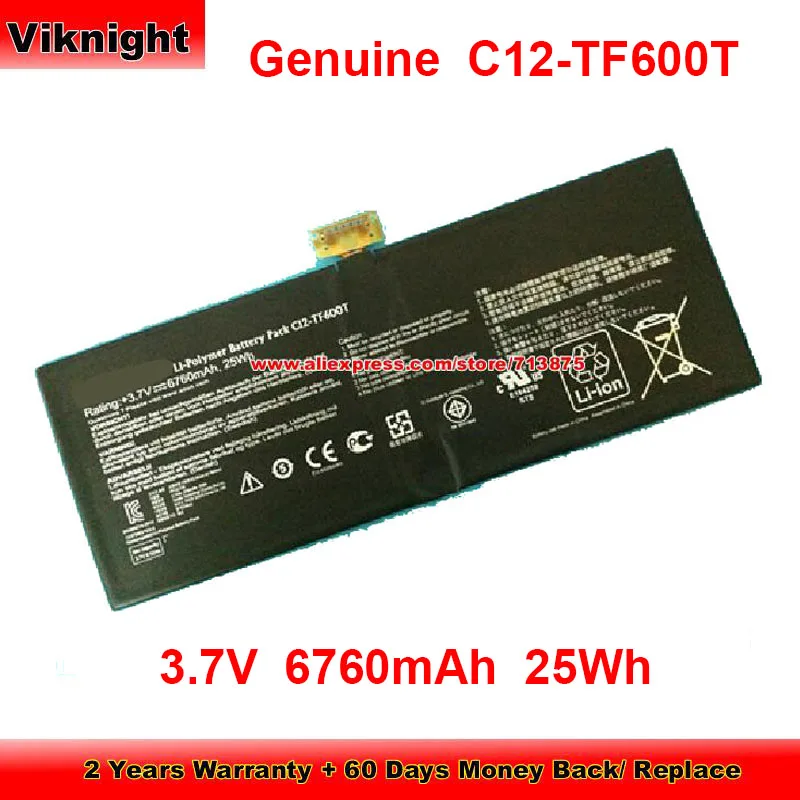 

Genuine C12-TF600T Battery for ASUS VIVO TAB TF600T Tablet 3.7V 6760mAh 25Wh