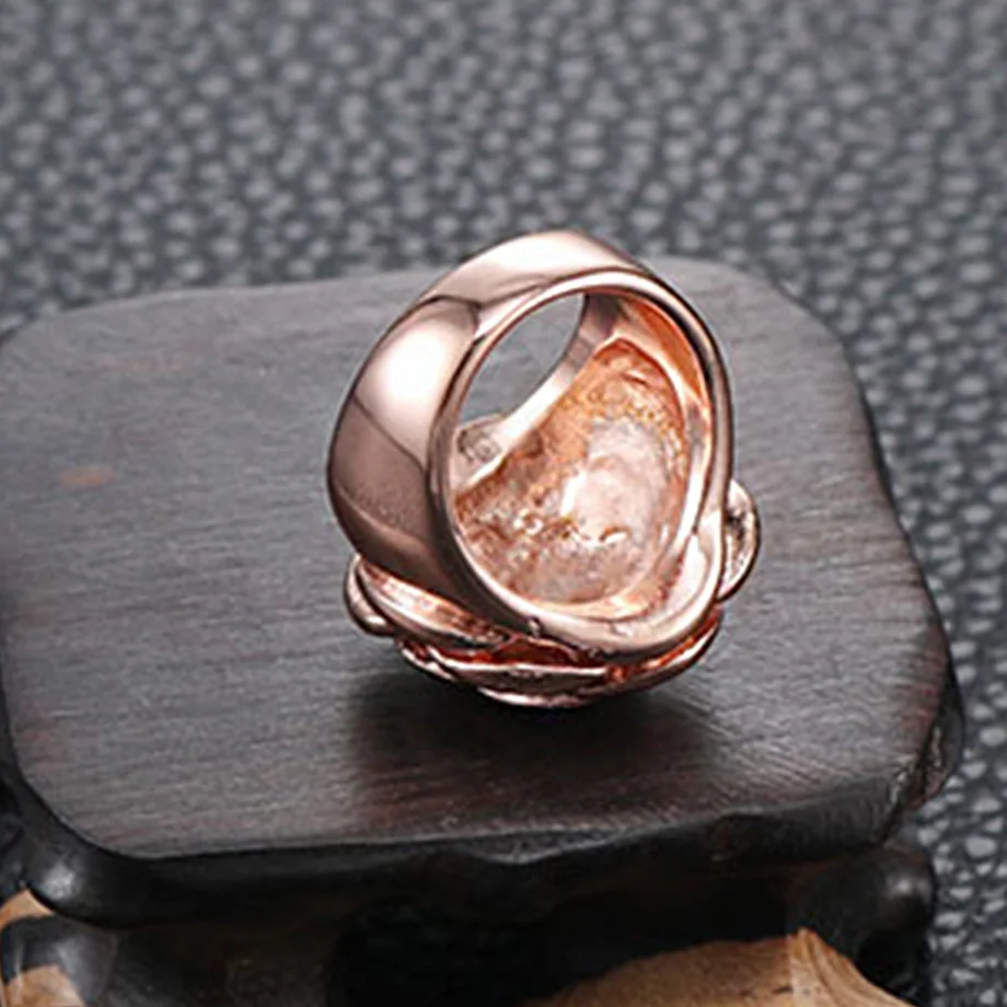 1PC Hot Stainless Steel Women Rose Flower Engagement Rings Girls Rose Golden Ring Size 6 7 8 9