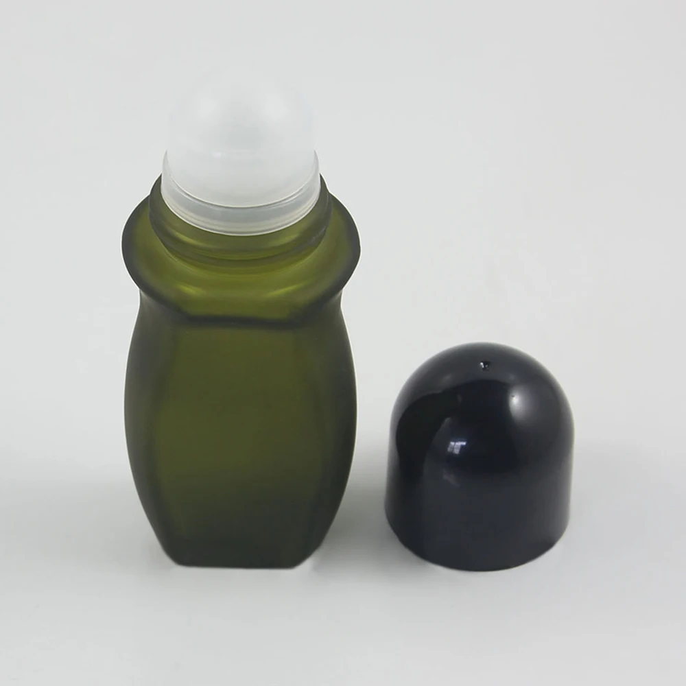 

Green Frosted roll on bottle 50 ml empty essential oil glass bottle with roll-on 50pcs