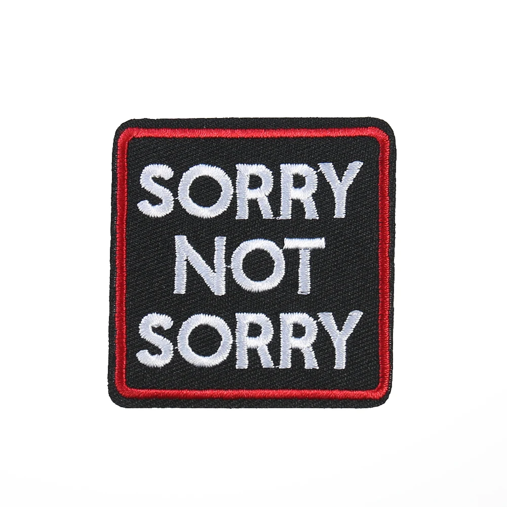 5PCS Iron on Letters Sorry Patches Embroidery Applique for Clothing Punk Rock Style Personality Badge Clothes Stickers Wholesale