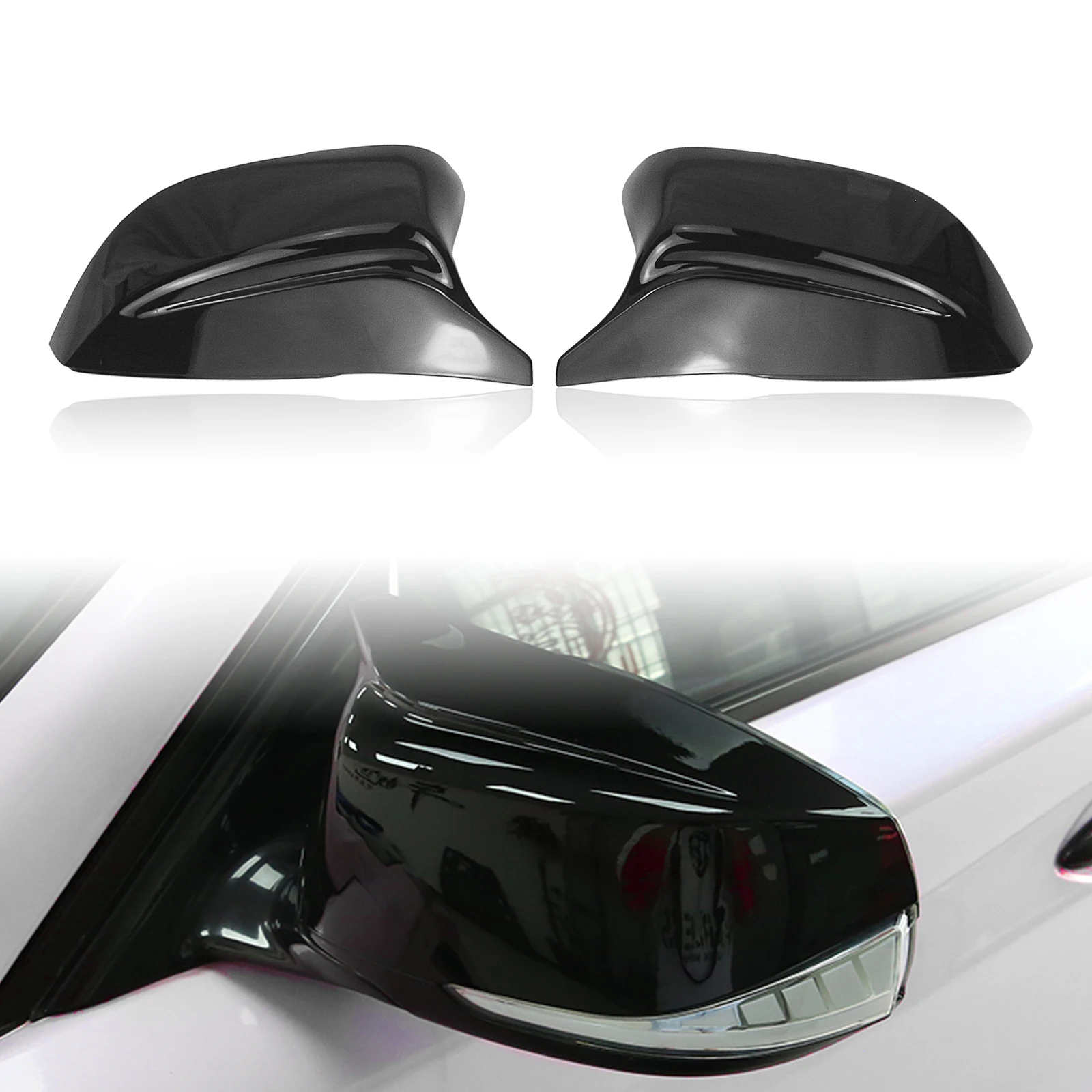 

Gloss Black Mirror Cover For Infiniti Q50 Q50S Q60 QX30 Q70 2014-2023 Exterior Side Rear View Caps Rearview Shell Replacement