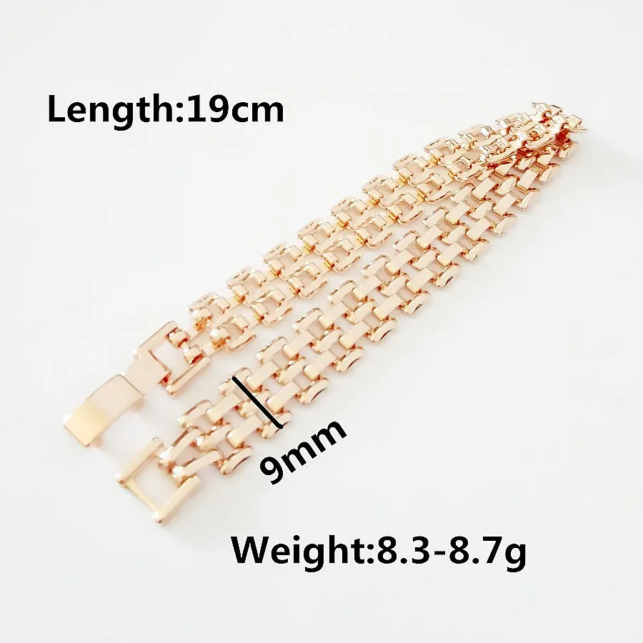 New Women Bracelet Trendy 585 Rose Gold Color Women Jewelry Fashion 19CM Long Hand Catenary Link Lady Bracelets