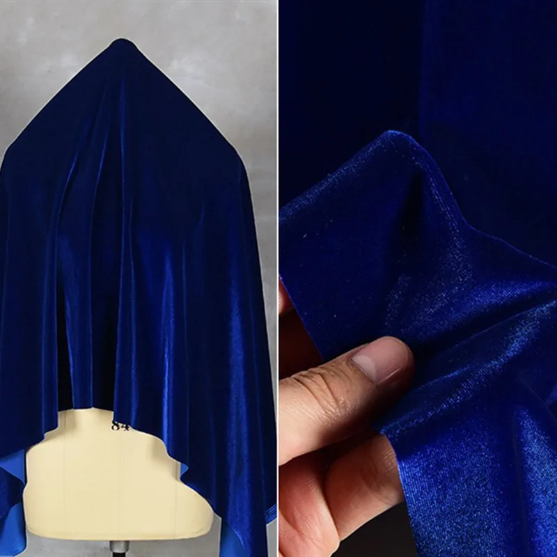 royal blue velvet fabric with stretch gold velvet on all sides compact single-sided velvet high-definition clothing fabric