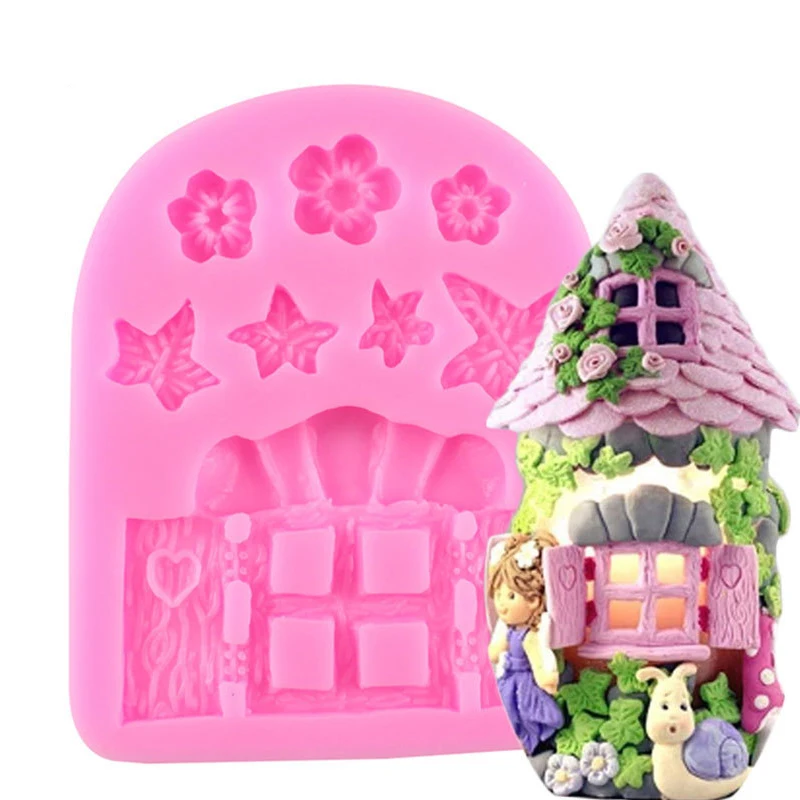 Enchanted Vintage Fairy Garden Fairy Gnome Home Door Snail Silicone Chocolate Fondant Molds Craft Polymer Clay Cake Decorating