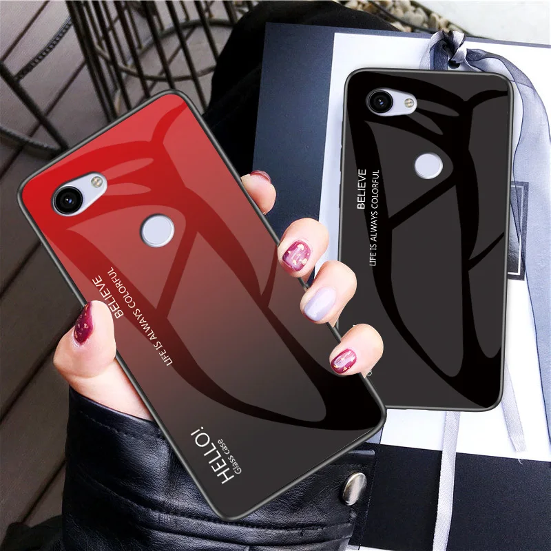 For Google Pixel 3A 3 XL Case Fashion Hard Toughened glass Gradient Protective Back Cover case For Google Pixel 2 XL Pixel3 3a