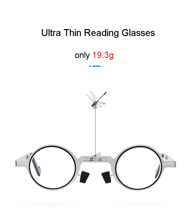 Mai Blume Metall Runde Klapp Lesebrille Männer Blau Licht Computer Grade Gläser Schmale Brillen Rahmen Für Männer gafas + 3,5 – Detail 6