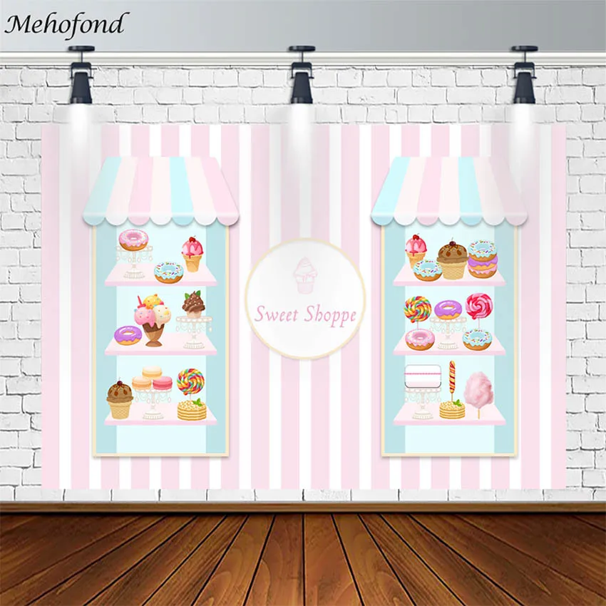 

Sweet Girl Backdrops Dessert Shop Cake Donut Ice Cream Baby Shower Birthday Pink Photography Backgrounds Photo Studio Photophone