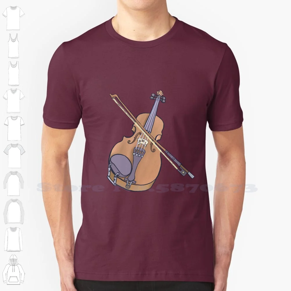 Violin And Bow 100% Cotton T-Shirt Violin Bow Classical Music Folk Music Orchestral Music Orchestra Acoustic Music Acoustic