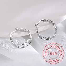 925 Sterling Silver Circle Piercing Hoop Earrings For Women Girls Engagement Trendy Wedding Party Jewelry Pendientes Jlfjdla
