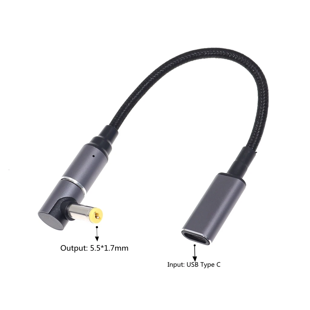 Cable de carga magnético tipo C PD para Acer Aspire, cargador de portátil de 100W, USB C A Adaptador de conector macho de 5,5x1,7mm