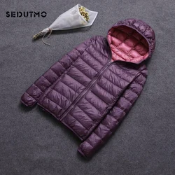 SEDUTMO Winter Plus Size 3XL Duck Down Coat Women Hooded Two Side Wear Jackets Ultra Light Coat Spring Puffer Jacket ED616