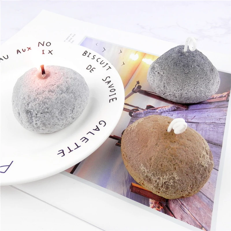 Stone Shape Candle Mold Aroma Candle Plaster DIY Mould Soap Making Soap Silicone Molds Macarons Cookies Baking Mold