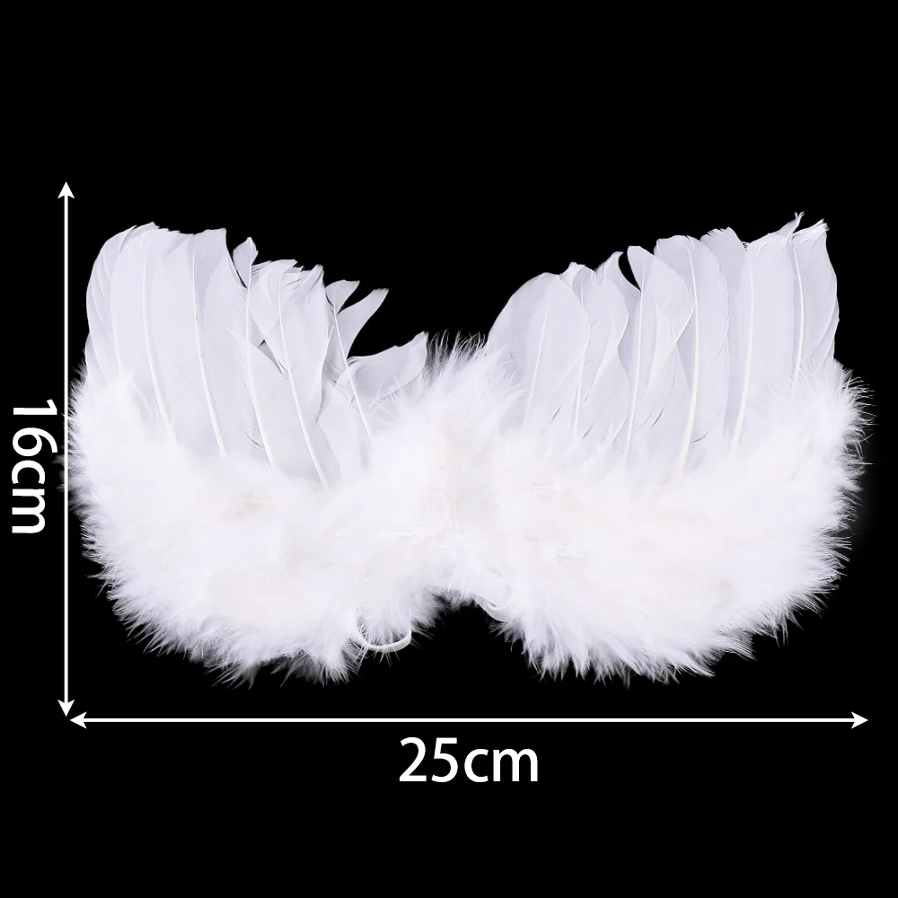 1 Set Lovely Baby Kids White Feather Angel Wings with Headband Headwear for Infant Newborn Birthday Party Costume Photo Prop