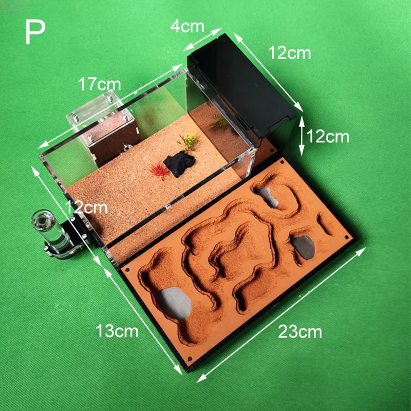 Acrylic Large Plaster Ant Farm Flat Ant Nest Big Gypsum Pet Anthill Insect Castle Workshop Villa Ant House with Feeding Area