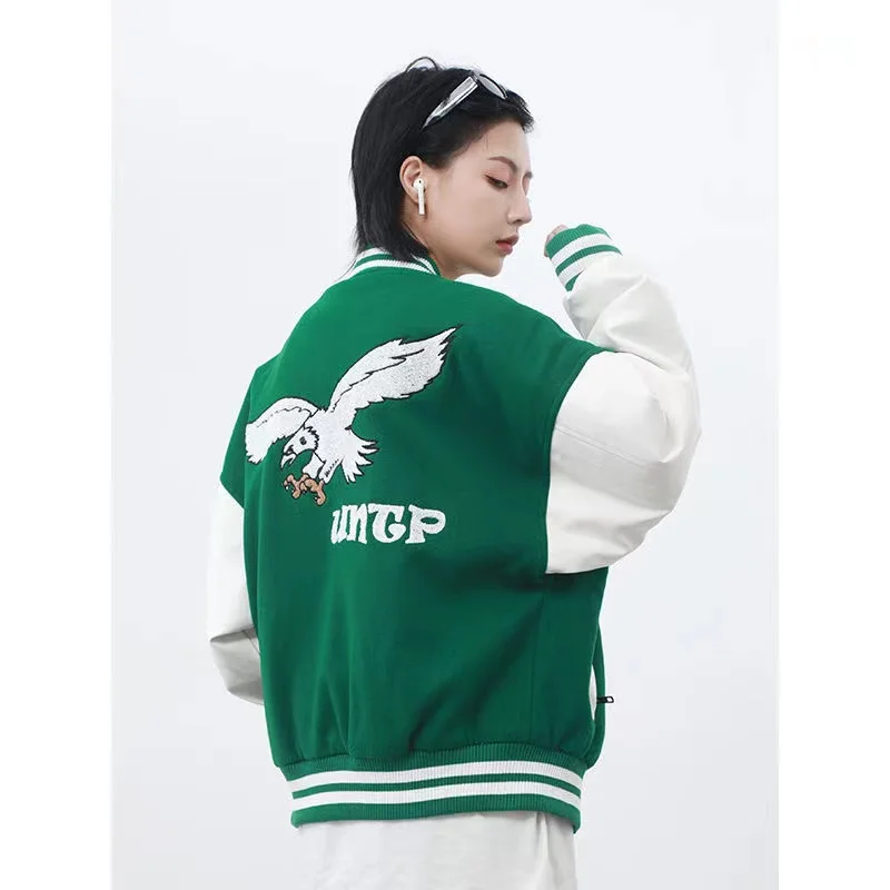 Uniforme de beisebol solto bordado, jaqueta plus size, hip-hop, urbana, bordado, harajuku, primavera e outono, 2021