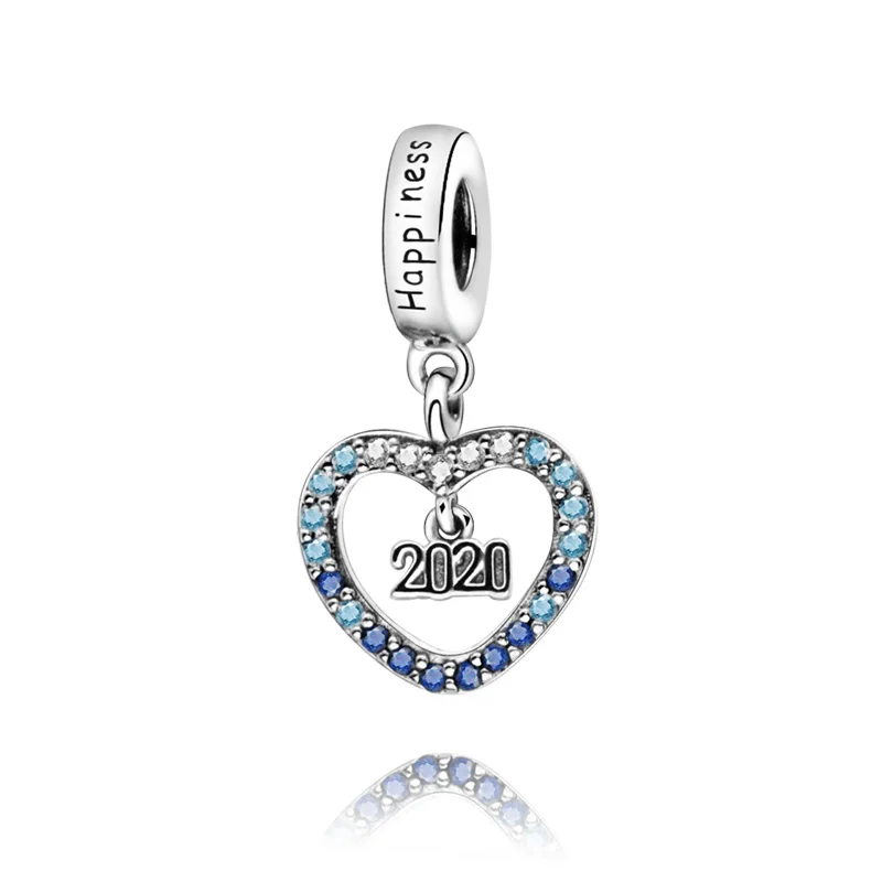 SALE! 925 Sterling Silver Beads 2020 Club Heart Dangle Charm Fit Original Pandora Bracelets Women DIY Fashion Jewelry