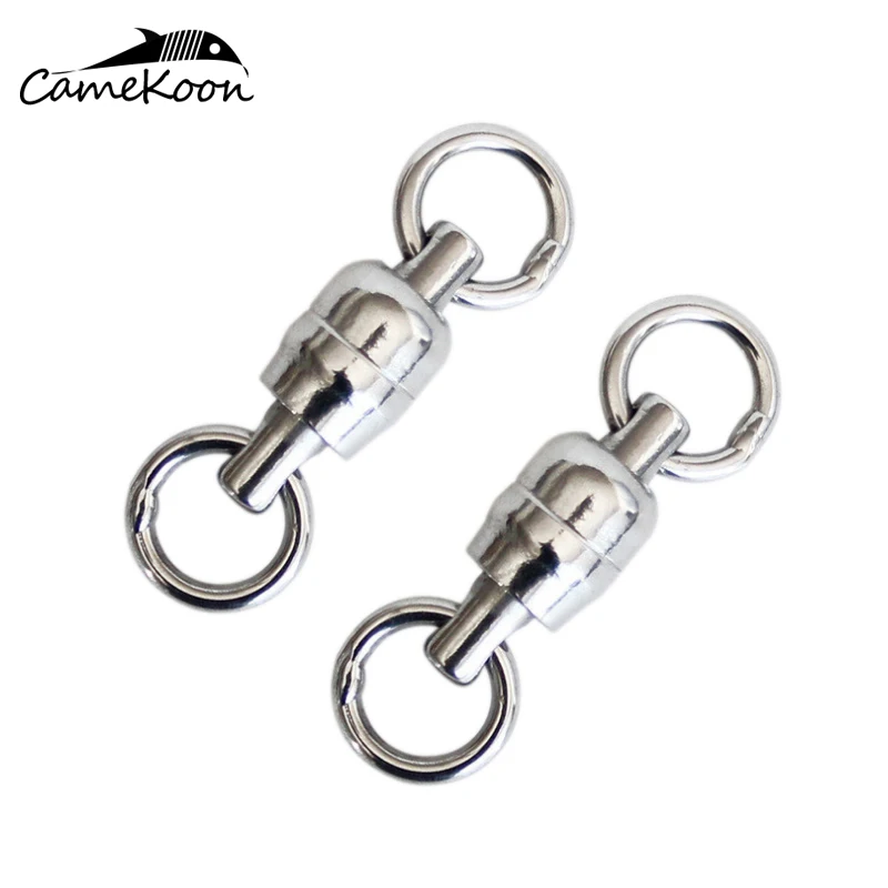 CAMEKOON 50pcs/Lot Full Stainless Steel Fishing Barrel Swivels 1#-8# Fishing Tackle Hook Line Connector with Dual Rotating Rings