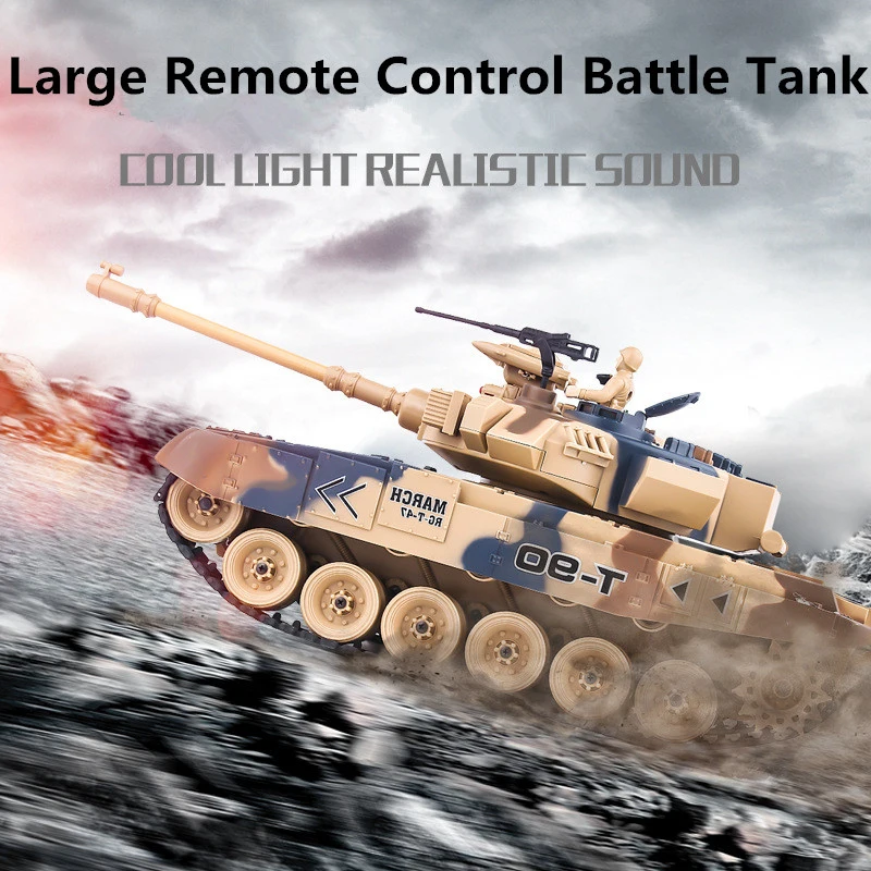 Upgraded 2.4G Remote Control Battle Tank RC Battle Tank With BB Bullet Launch sound firing simulation ShootingToy 47CM Large Toy