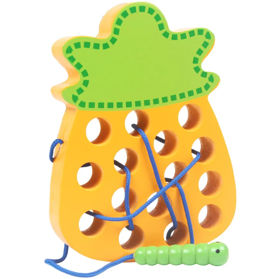 Bambini verme di legno mangia frutta mela pera labirinto gioco filettatura corda apprendimento precoce sussidi didattici giocattolo matematico bambini giocattoli Puzzle in legno