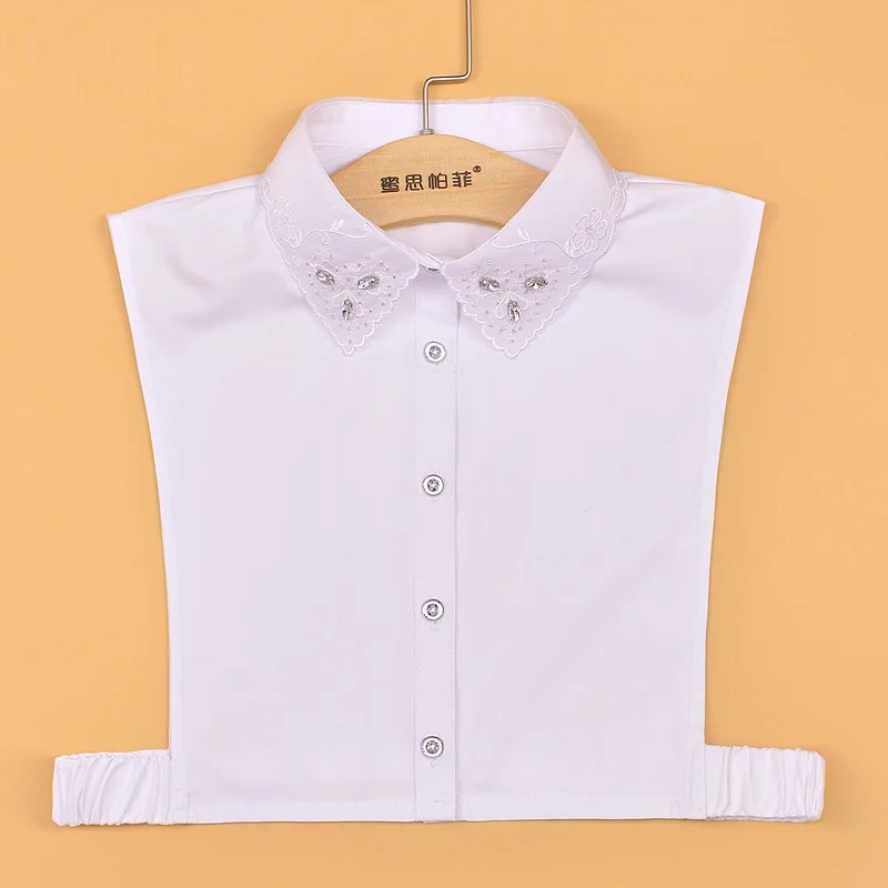 Embroidery Fake Collar Women Detachable Collars Lapel Shirt White False Collar Shirt Female Women Accessories Neck Decor