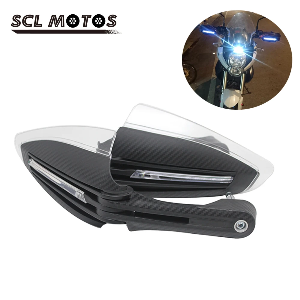 

SCL MOTOS 1 Pair Universal 7/8" 22mm Motorcycle Hand Guards with LED Turn Signal Light Black Hand Protectors For Motocross